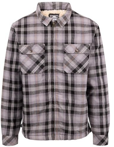Trespass Mens Sherpa Lined Shirt Danehill Storm Grey Check in Size - XL