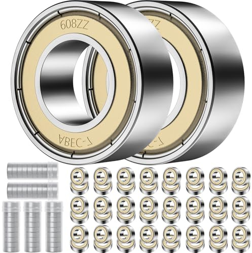 50 Stück 608ZZ Kugellager, Kugellager 8x22x7mm Rillenkugellager 608ZZ Lager | Double Shielded Miniatur Skateboard Kugellager Metall Lager 608ZZ für Longboard-Rollschuhe Skateboard Fahrräder Rollen