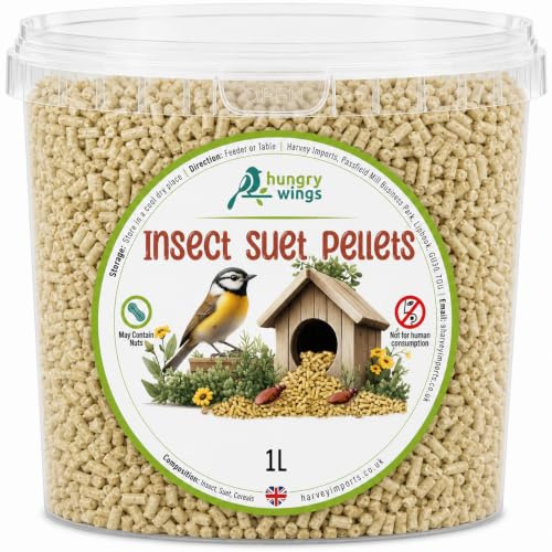 Premium Wild Bird Food 1L Tub (1L Tub, Insect Suet Pellets)
