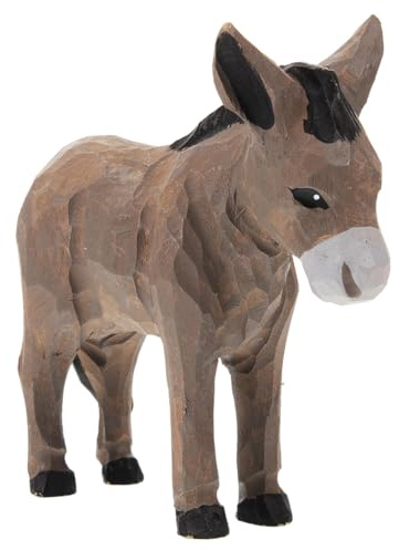 Alipis 1 PCS Eselfigur Holz Skulptur Klein Tierfigur Esel Statue Miniatur Handgefertigt Holzfigur Geschnitzt Sammlerstück Deko für Schreibtisch Schrank Regal Tischdekoration Hellbraun