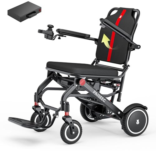 Paiseec Lightweight Electric Wheelchair Foldable, Only 32 lbs, Power Wheelchair for Adults/Seniors, Compact Electric Wheelchair for Travel, Airline Approved, Up to 11 Miles, Outdoor & Indoor