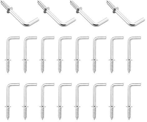 BroLuka 20 ganci a L a vite, 20 mm, ganci a L in acciaio al carbonio resistenti per appendere cucina e piante appese