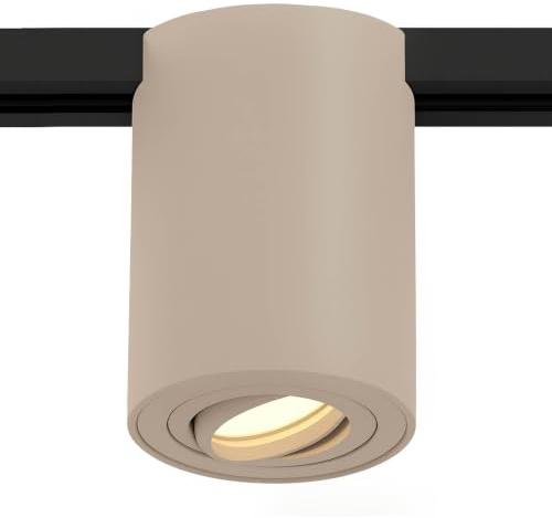 Ledvion Schienen Aufbauspot 1-Phasen Beige 1-flammig ohne GU10 Lampe | Fuer Wohnraum Kueche und Essbereich mit flexibler Lichtausrichtung