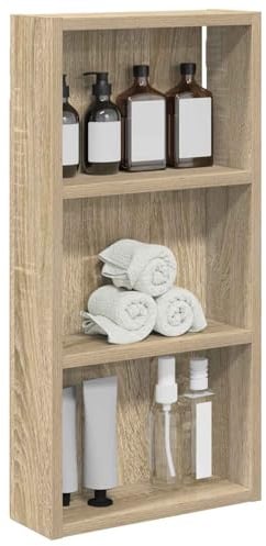 vidaXL Badezimmer-Wandschrank mit Regal Sonoma-Eiche 30 x 10 x 60,5 cm, Moderner Badschrank, rechteckiges Regal, funktionale Aufbewahrung, platzsparende Lösung, stilvolles Design