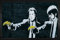 1art1 Banksy Vincent Und Jules, Bananen-Pistolen Fußmatte Innenbereich und Außenbereich | Design Türmatte 60x40 cm