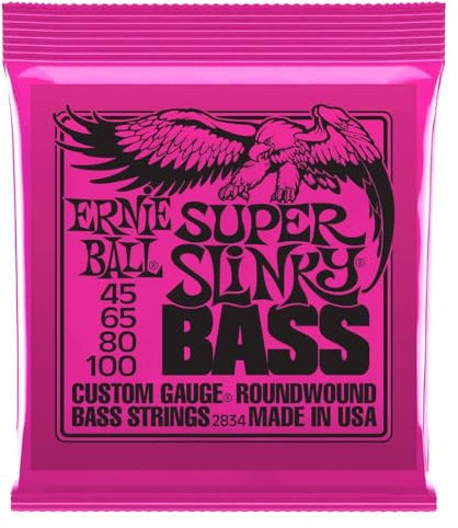 Ernie Ball, Super Slinky accordatura al nickel, Corde per basso elettrico, diametro 45-100