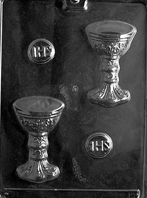 Cybrtrayd R015 Host/Chalice Chocolate Candy Mold with Exclusive Cybrtrayd Copyrighted Chocolate Molding Instructions Plus Optional Candy Packaging Bundles