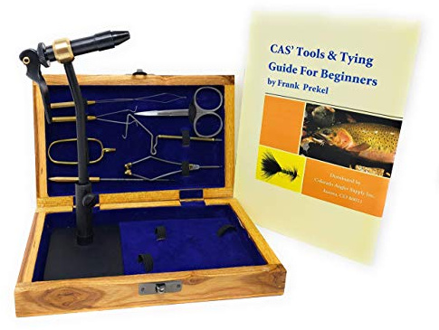 Colorado Anglers Z797 Wooden Fly Tying Standard Tool Kit, Fly Fishing Vise, Bobbin, Threader, Bodkin, Dubbing Twister, Hackle Pliers, Scissors, Whip Finisher