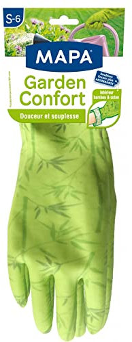 MAPA - Garden Confort - Gant de Jardinage en Latex naturel - Intérieur Bambou et Coton - Doux et absorbant - 1 paire - Taille S