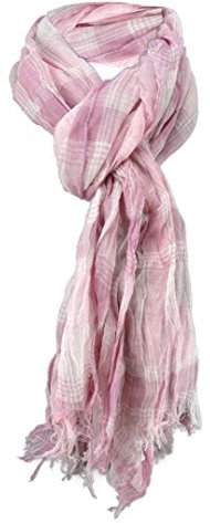 TigerTie Raffschal rosa altrosa grau kariert mit kleinen Fransen - Schal Gr. 180 x 50 cm