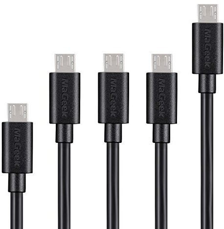 MaGeek® [Paquet de 5pcs 0,3m + 1,0 mx3 + 1,8m Micro USB Câbles Haute Vitesse USB 2.0 Sync et Charge pour Samsung, HTC, Sony, Motorola, LG, Google, Nokia (Noir)