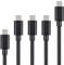 Micro USB Cables, MaGeek® [Pack of 5pcs] [0.3m, 1.0m x 3pcs and 1.8m] Premium Data Cables High Speed Sync and Charge Cables for Samsung, HTC, Sony, Motorola, LG, Google, Nokia and More (Black)