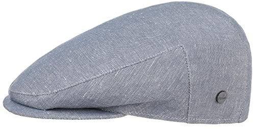 LIERYS Inglese Flatcap Herren Made in Italy Schiebermütze Leinen Baumwolle Denim-Look Frühjahr Sommer hellblau 58 cm