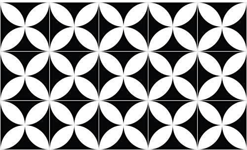 Ambiance-Live PVC-Teppich. rutschfest. Zum Schutz von Fußböden. Zementfliesen-Design. Handwäsche. Dicke: 2,2 mm. 60 cm x 100 cm. Schwarz und Weiß.
