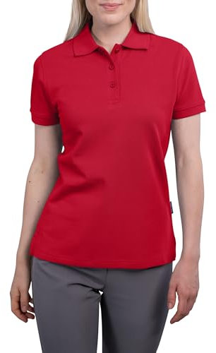 HRM Damen Heavy Polo, rot, Gr. 4XL I Premium Polo-Shirt Damen aus 100% Baumwolle I Basic Polohemd bis 60°C waschbar I Hochwertige & nachhaltige Damen-Oberteile I Workwear