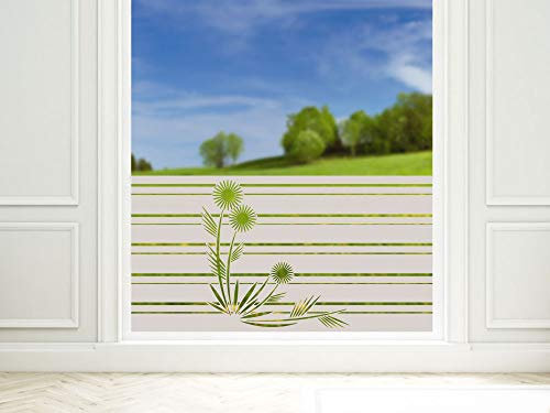 Sichtschutzfolie für Duschtür Dusche Milchglasfolie für Badezimmer Matte Fensterfolie für die Innenmontage Pusteblume mit Streifen / 110x57cm