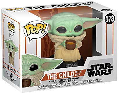 Funko Pop! Star Wars: The Mandalorian-Grogu (The Child, Baby Yoda) - (Grogu (The Child, Baby Yoda), Baby Yoda) with Cup - Figurine en Vinyle à Collectionner - Idée de Cadeau - Produits Officiels