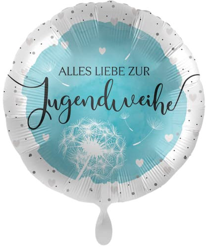 1 Folienballon Alles Liebe zur Jugendweihe weiß hellblau ca 43 cm ungefüllt Ballongas geeignet