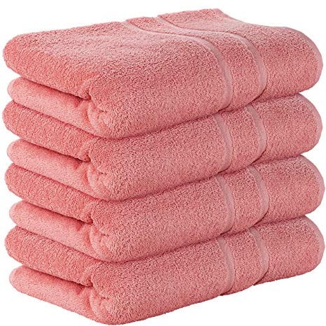 StickandShine 4er Set Premium Frottee Badetuch 100x150 cm in lachs in 500g/m² aus 100% Baumwolle