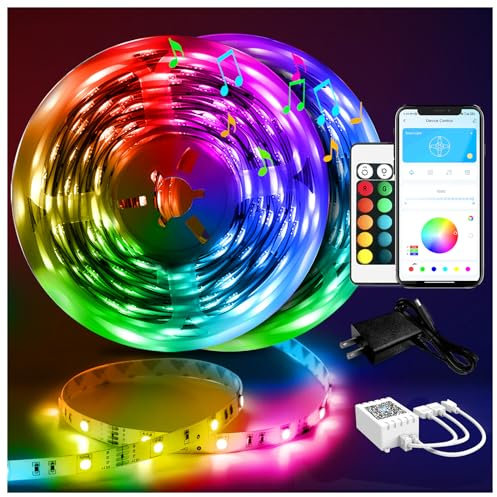 DAYBETTER Led Strip Lights 100ft (2 Rolls 50ft) Smart Light Strips with App Control Remote, 5050 RGB Led Lights for Bedroom, Music Sync Color Changing Lights for Room Party