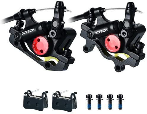 RUJOI Bike Disc Brake Kit, Line Pull Hydraulic Disc Brake Set with Aluminum Oil Pressure Caliper, Alloy Bicycle Brake Lever, Brake Cable, 160mm Rotor&Pad Adjuster for Road Bike, Mountain Bike.