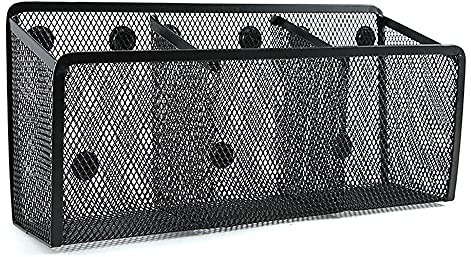 Ktnyl Magnetisch Stifthalter Netz,Magnet Korb, Magnetische Aufbewahrungskörbe, Mesh Marker Pen Holder, für Whiteboard, Kühlschrank, Büromateria (3 knoten)