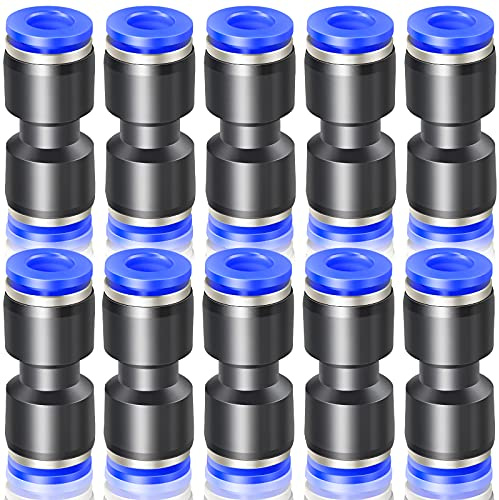 ERGAOBOY 10Pcs Blue 4mm Tube OD Straight Union Push to Connect Fitting | Double end push lock sleeve, elastic oval release collar, secure internal claw, suitable for air compressor hoses