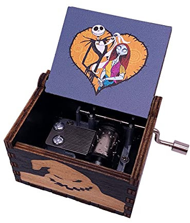 Youtang Spieluhr mit Handkurbel Christmas, lasergraviertes Holz, Geschenk für Weihnachten, Geburtstag, Valentinstag, Muttertag, Spiel Dies ist Halloween (Bild2)