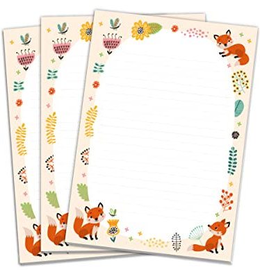 Junapack Schreibblock mit Tiermotiv Fuchs für Mädchen (3 Blöcke mit je 25 Blättern in A5-Format)