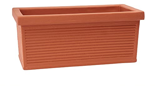 Garden Italia Vasi Fioriera millerighe GCM Lato 80 cm alt.40 cm Made in Italy Cassetta in resina colore Terracotta - Resistente al gelo - Antiurto Leggera