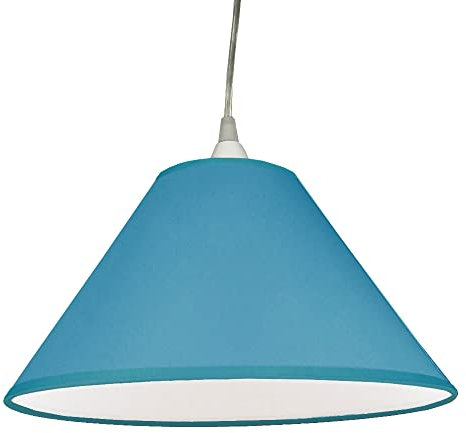 Pantalla de algodón liso Coolie para lámparas de mesa o techo - Colgante cilíndrico con reductor - 10 / 25cm (azul aciano)