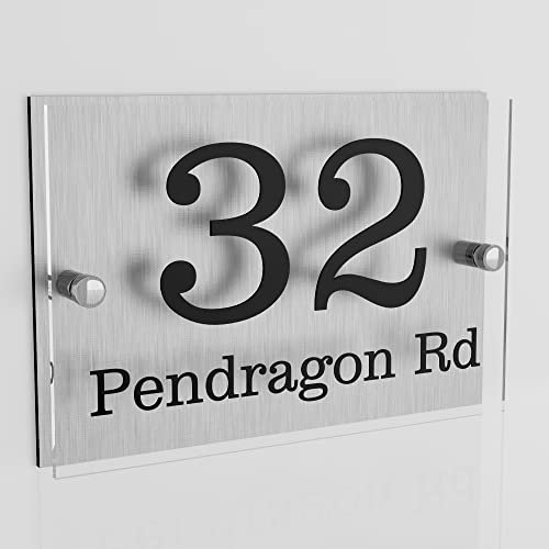 House Numbers Plaques House Numbers Acrylic & Aluminium Door Numbers Plaques for Wall Modern Glass Effect Door Signs And Plaques (Rectangle)