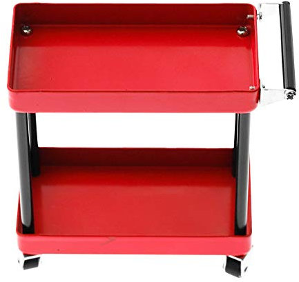 Dilwe Werkzeugwagen mit 2 Ebenen, 86 X 83 X 42 Mm, 3 Farben, Mobile Werkstatt, Garage, Reparatur, RC-Zubehör für 1/8 1/10 1/12 1/16 Große Modelle(Rot)