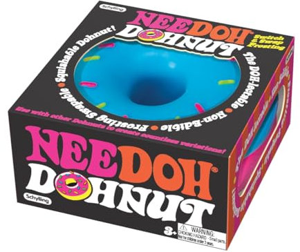Schylling Donut NeeDoh Stressball – Squishy Fidget Toys mit austauschbarem Zuckerguss, erhältlich in verschiedenen Designs (1 zufällig ausgewählt)