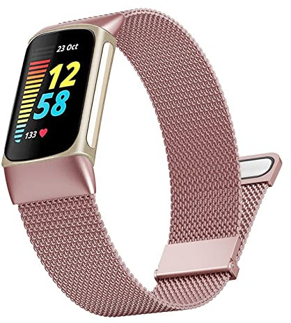 Songsier Metall Armband für Fitbit Charge 5/Fitbit Charge 6, Verstellbares Edelstahl Metall Ersatzarmband Uhrenarmband für Fitbit Charge 5/Charge 6 Activity Tracker Damen Herren