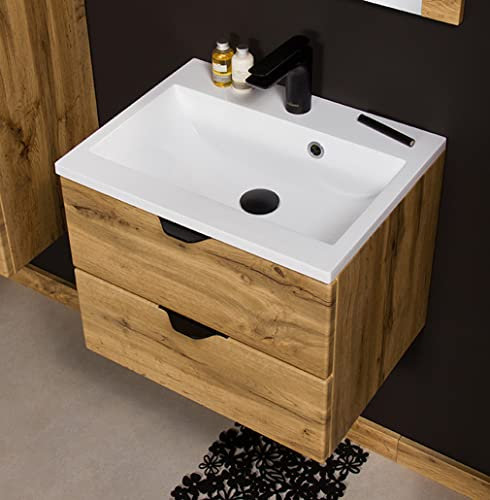 Quentis Badmöbel | Waschplatzset Victor 50, Waschbecken mit Unterbau (montiert), für das Badezimmer oder das Gäste-WC