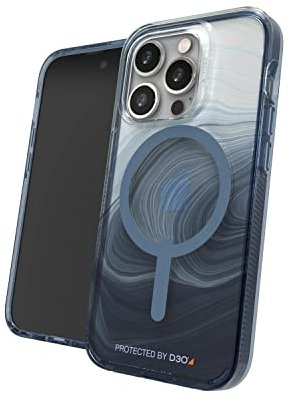 ZAGG Gear 4 Milan Snap D30 Protective Case Compatible with iPhone 14 Pro, Slim, Shockproof, Wireless Charging, (Blue Swirl)