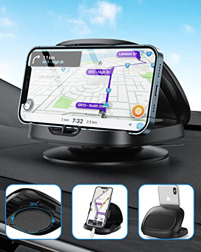 Handyhalterung Auto, 360° Drehbar Handy Halterung Auto, Armaturenbrett Auto Handyhalterung Mit Klebesockel, KFZ Handyhalter Auto für iPhone 16/15/14/13/12 Pro Max/12/XS/8, Samsung Galaxy, Smartphone