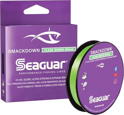 Seaguar Smackdown - Lenza da pesca intrecciata ad alta visibilità, colore verde acceso, varie misure
