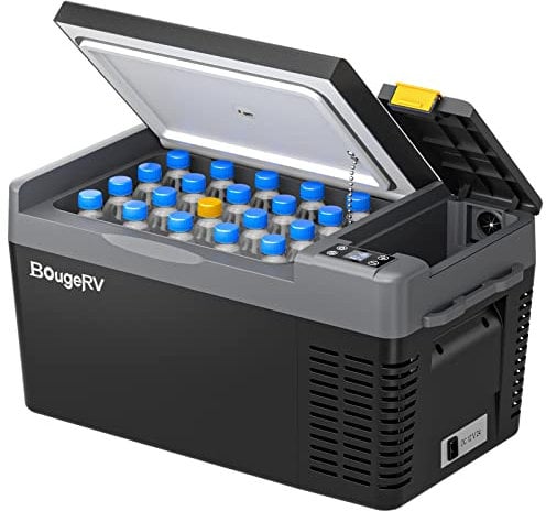 BougeRV CRPRO Nevera de Compresor 12v, 20 Litros Nevera para Coche(-22℃~10℃), 12/24V DC &110-240V AC Nevera Portátil para Coche, 12v Nevera, para Coche, Camping, Viaje, Negro