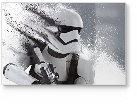 DEQORI Schneidebrett aus Glas | groß 30x20 cm | Motiv Star Wars Storm Trooper | Design Schneideplatte für Küche | Frühstücksbrett antibakteriell & rutschfest | Glasplatte & Servierplatte