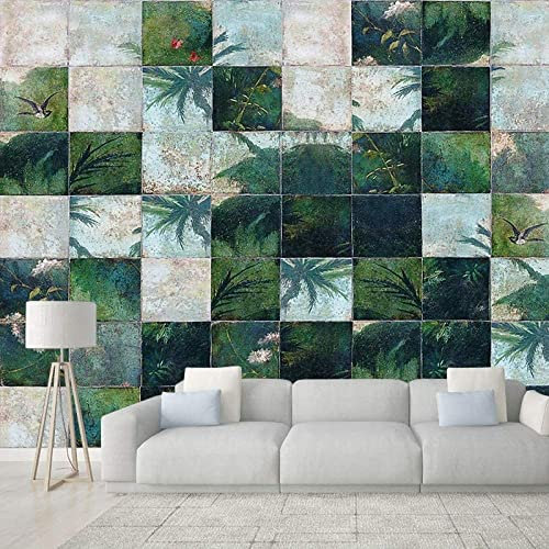 3D Wandtapete Für Jungen Schlafzimmer Kreative Gittergrüne Blätter Kinderzimmer Tapete Wandbild 3D Abziehen Und Aufkleben Selbstklebend Wandaufkleber Mädchen Zimmer Dekorieren Wandta 350(B)x256(H)cm