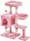 Yaheetech Kratzbaum 96 cm hoch Katzenbaum Kletterbaum für Katzen, mit Sisal Plüsch Katzenhöhle und Korb Rosa