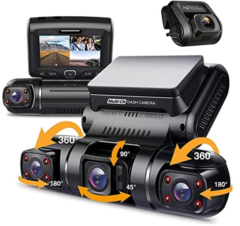 XRC TECH 4CHs Dash Cam Front Interior Side and Rear Cameras,IR Night Vision 4 Cameras 1080P*4 Simultaneous Recording Video Recorder, GPS logger WiFi APP 360 Degree Panoramic Protection WDR