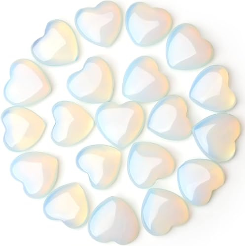 XIANNVXI 20Pcs Kristalle Herz Steine Opal Kristall Liebe Palm Tasche Stein Edelsteine Heilsteine Herzen Kristall Steine für die Heilung Meditation