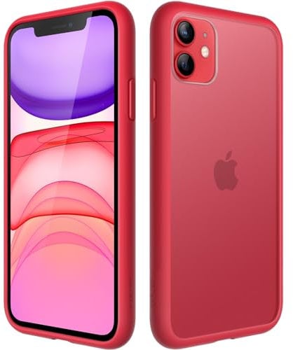 JETech Matt Hülle für iPhone 11 6,1 Zoll, Stoßfest Militärstandard FallSchutz Handyhülle, Mattierte Durchscheinende Rückseite Schutzhülle, Anti-Fingerabdruck (Rot)