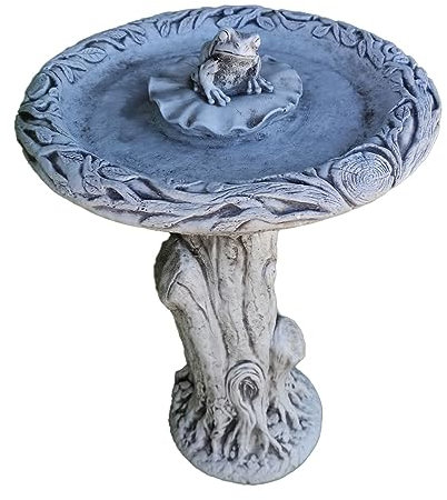 AnaParra Fuente de Jardin Bebedero de pájaros decoración para Exterior con Rana 46x46x66cm. de hormigón Piedra Artificial | Peso 30Kg.