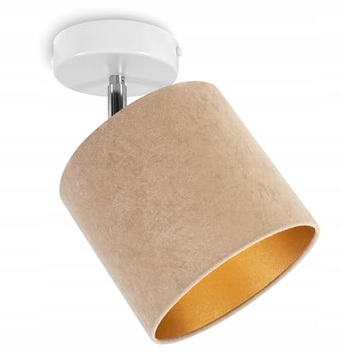 Light-Home Deckenbeleuchtung - Lampen Deckenlampen Milan Sammlung - Deckenlampe Industrial aus Metall und Stoff - Wandlampen 1-Flammig - Durchmesser 15cm - Beige mit Weiß