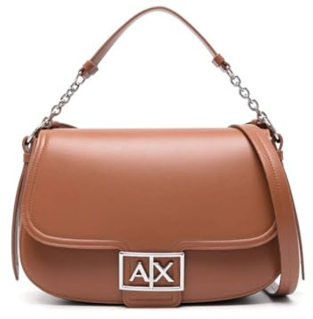 Armani Exchange Damen Medium Size Saddle Bag with A|x Buckle Satteltasche, Whisky