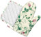 Ofenhandschuhe und Topflappen-Set, 2 Stück, Ofenhandschuhe mit Aufhängeschlaufen, Weinreben-Blumendruck, hitzebeständig, Küchenhandschuh zum Kochen, Backen, Grillen